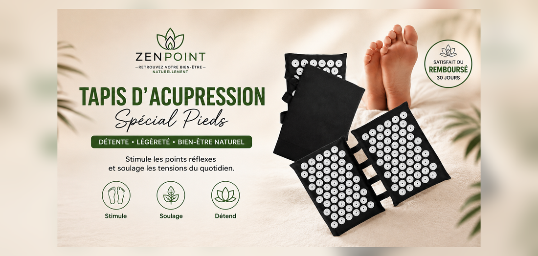 Massage réflexologie pied avec tapis d’acupression Zenpoint