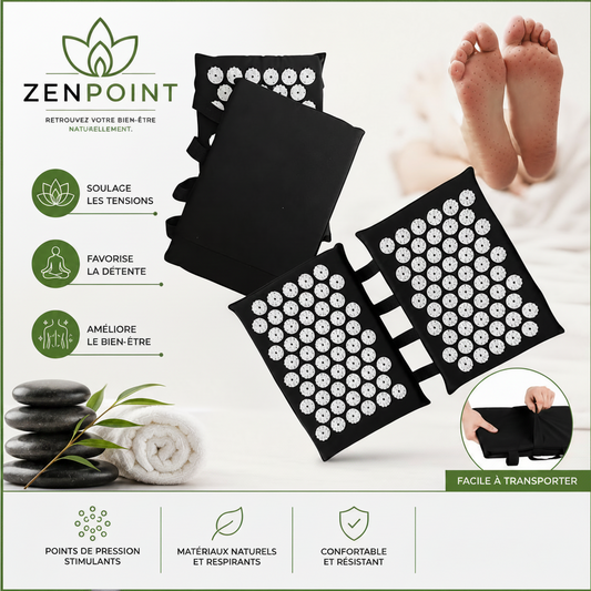 Tapis d'acupression pieds Zenpoint noir - utilisation pieds nus