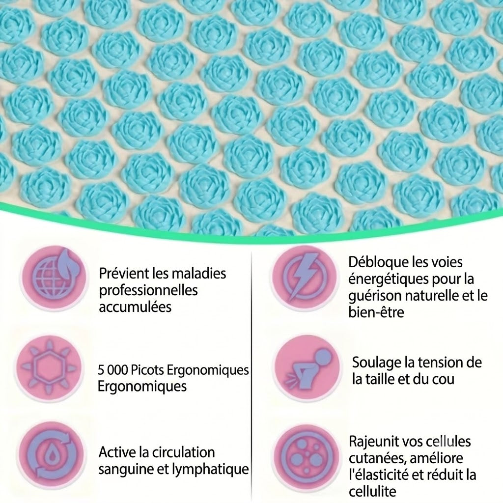 Tapis de fleurs Zenpoint - picots en forme de rosace florale pour le dos